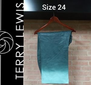 Terry Lewis Luxuries | PLUS Tye-Dye Leather Pants Green
